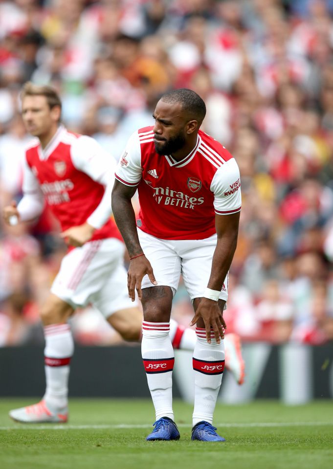  Alexandre Lacazette came off early on against his former employers after hurting himself in the opening minute