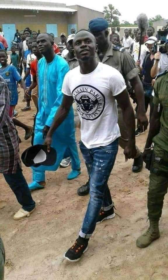 Sadio Mane was spotted in his home village in Senegal checking on the progress of a school he’s funding the construction of