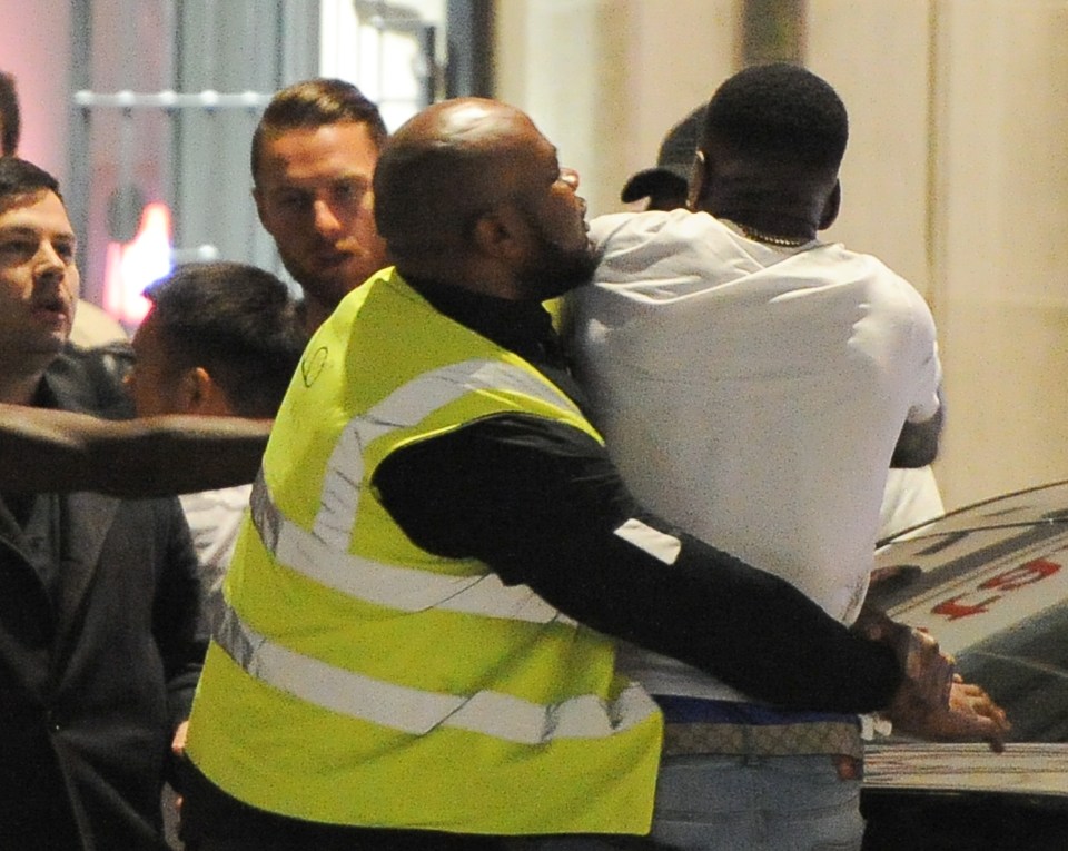  The man was held back by security staff during the explosive incident outside Tape nightclub in the West End