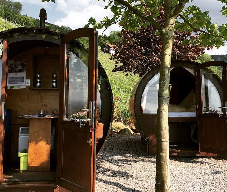  One barrel contains a bed while the other has an eco-toilet