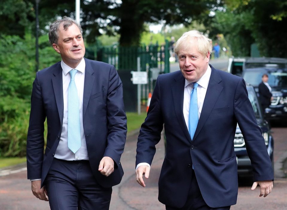  Boris arriving at Stormont this morning in Northern Ireland with Northern Ireland Secretary Julian Smith