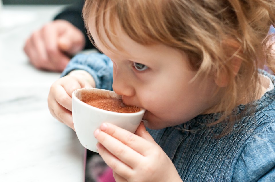  Parents are being warned not to give their children babycinos or hot chocolate, stock image