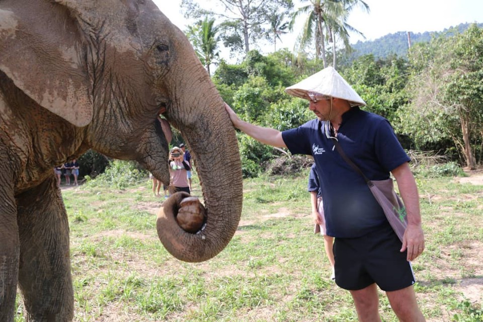  Danny petted the elephants at the sanctuary during his holiday