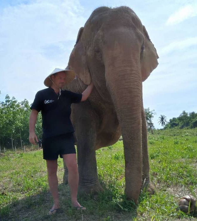  The family took part in some volunteering work with the elephants