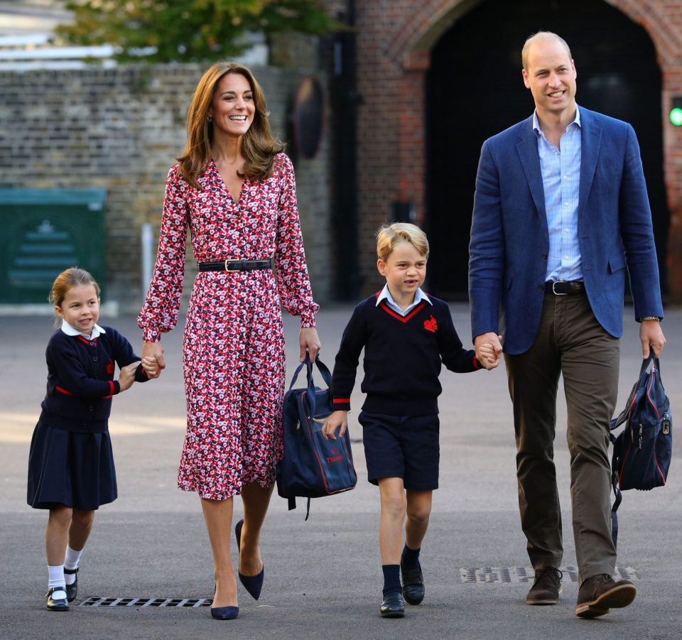  Prince William and Kate Middleton with Princess Charlotte and Prince George on the school run