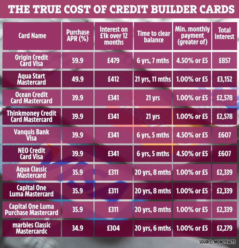  It can take borrowers years to pay off credit builder cards if they just make the minimum repayments