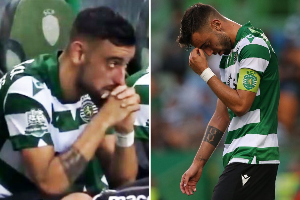  Bruno Fernandes was teary on the bench in what could be his last game for Sporting Lisbon