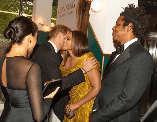  The singer and Duchess of Sussex were accompanied by husbands Jay-Z and Prince Harry