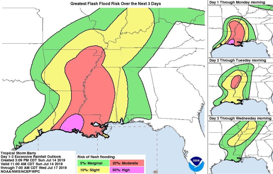 People have been warned to expect flooding, particularly on Monday