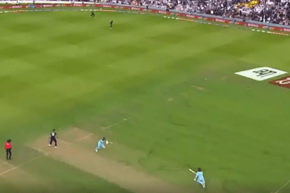  At the point New Zealand fielder Guptill threw the ball back, the English batsmen hadn't crossed which allegedly should have seen one run chalked off