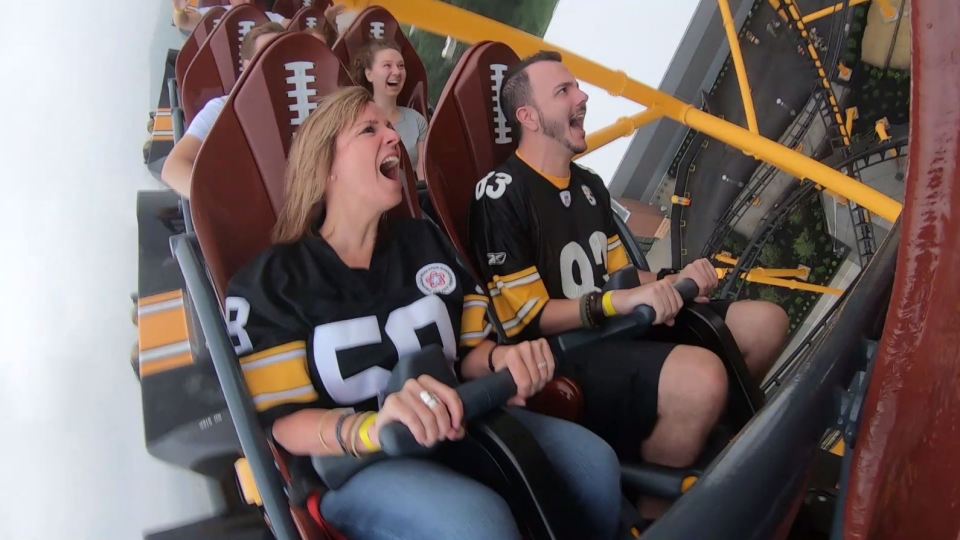  First riders on the roller coaster looked absolutely terrified