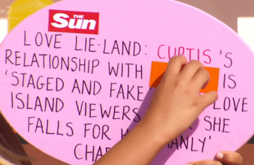 The challenge forces the Islanders to guess who a series of Love Island headlines are about