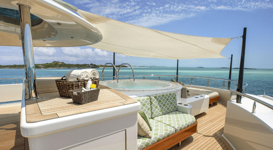  The huge boat features an outdoor Jacuzzi for soaking up the rays