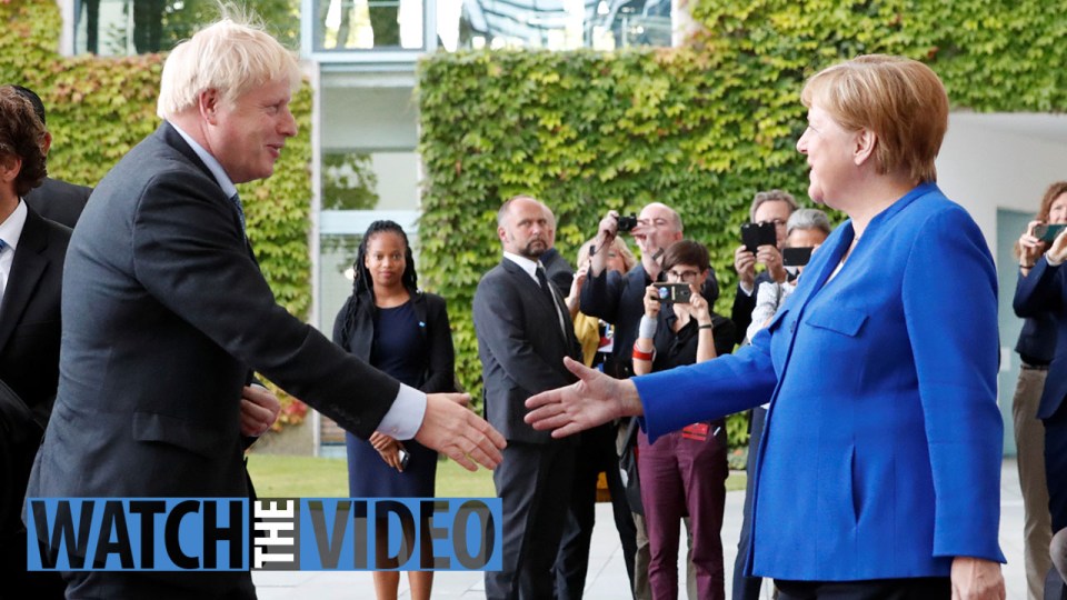 Boris was welcomed on his first overseas trip by Angela Merkel in Germany