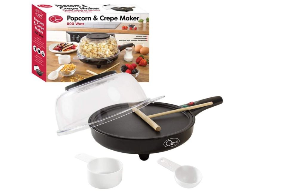  This popcorn maker also makes French crepes and even omelettes