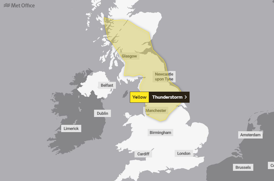  The Met Office has issued a yellow warning for today