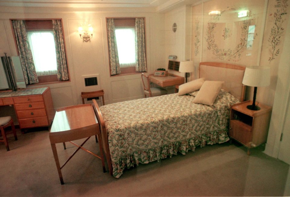  A view of the Queen's bedroom in the former royal yacht which is on display to the public