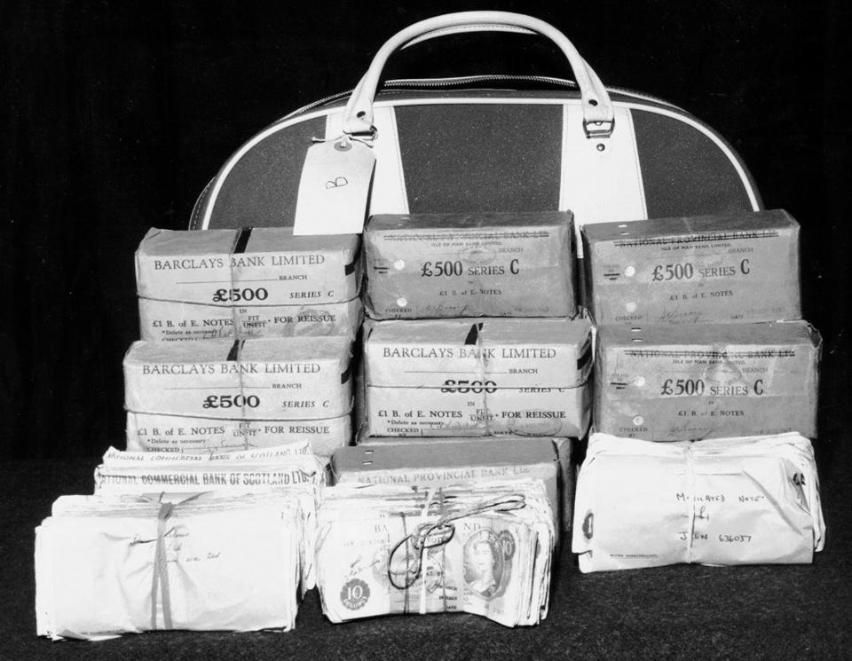  A photo of the £2.6million stolen by the Great Train Robbers forty years ago, that went on display today at an exhibition at Thames Valley Police's museum in Sulhamstead