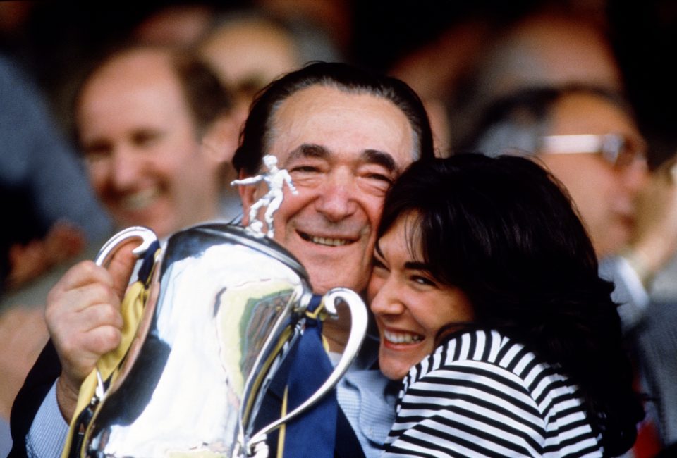  Robert Maxwell and his daughter Ghislaine at the Milk Cup, Britain, in 1992