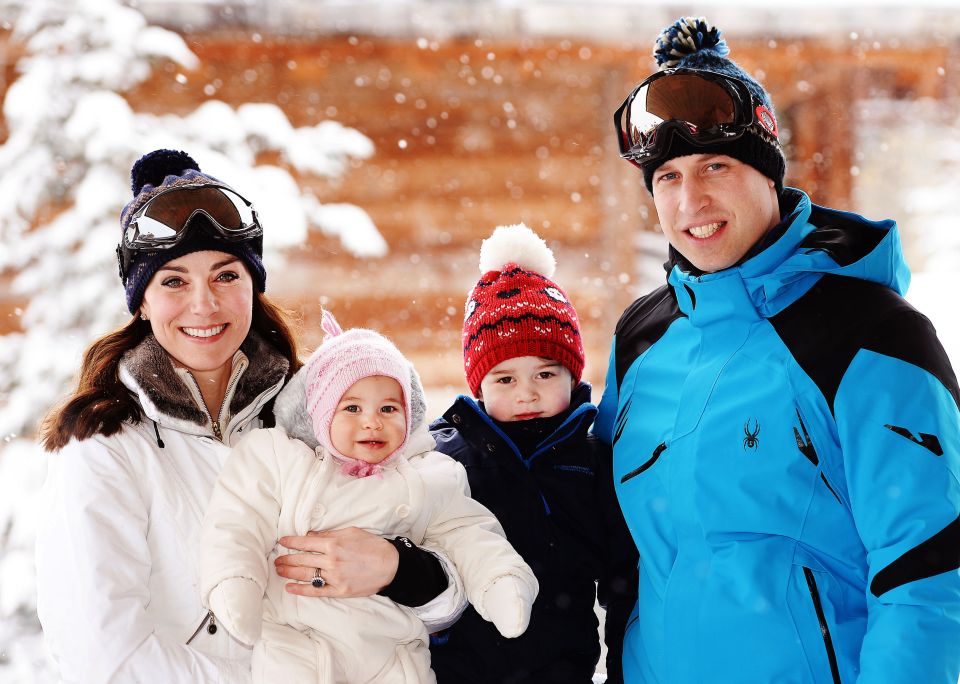  The Duke and Duchess of Cambridge enjoyed a skiing holiday in the French Alps with the children in March 2016