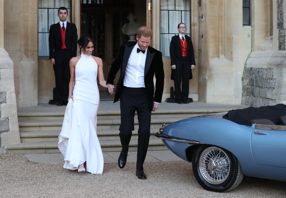 Harry and Meghan heading to Frogmore House for their evening reception, hosted by Prince Charles