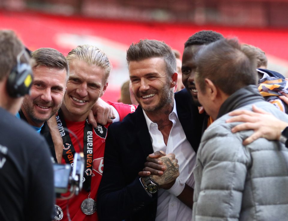  Becks got in on the fun after the final whistle