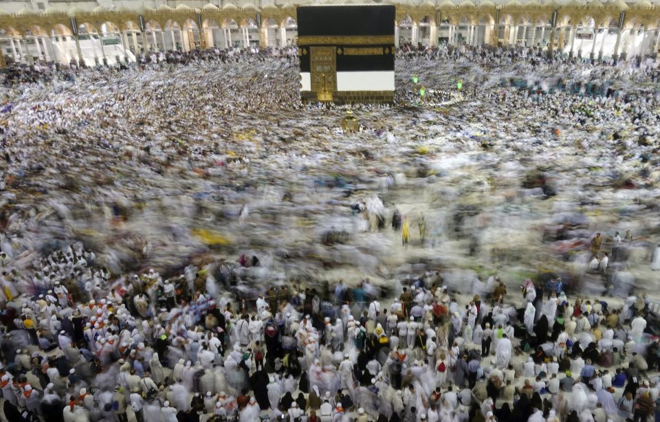  Once in Mecca, Muslims perform the Tawaf, which is when they move counter-clockwise seven times around the Kaaba, a small shrine in the centre of the Grand Mosque.