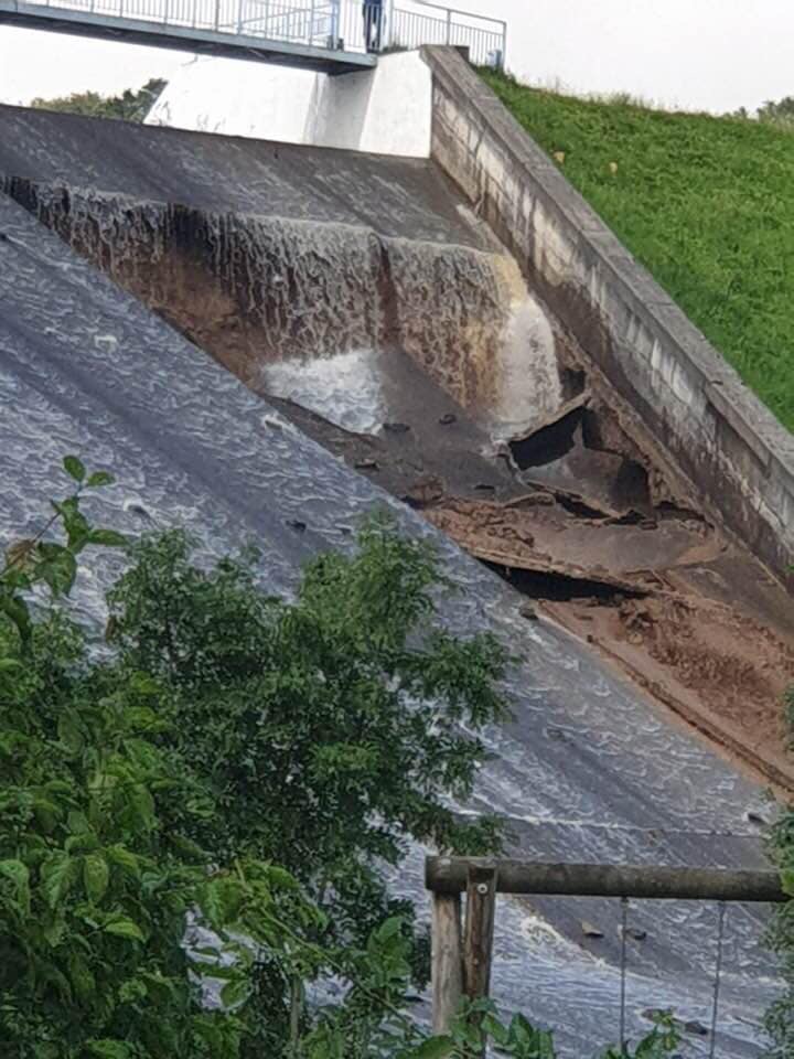  Damage to the dam this morning