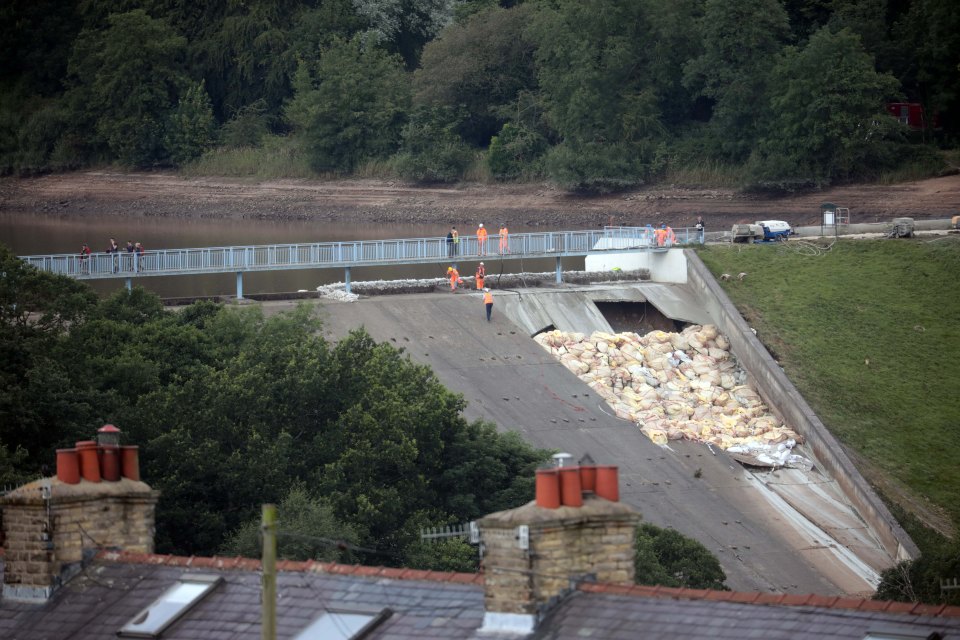  Sandbags have been piled ahead of the stormy weather set to hit Whaley Bridge today