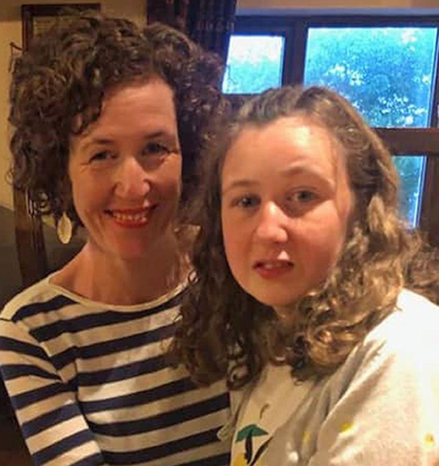 Nora with mum Meabh whose voice is being played on loudspeaker in the jungle