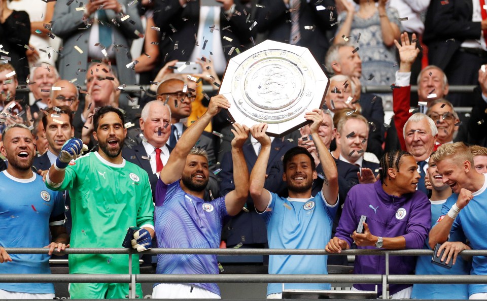  Manchester City lift their first piece of silverware this season