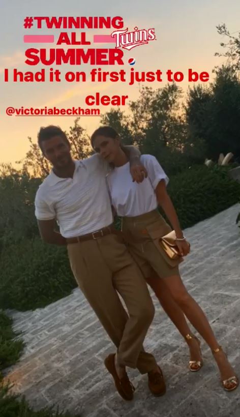  He also delighted followers with this sweet photo of him and Victoria in matching outfits