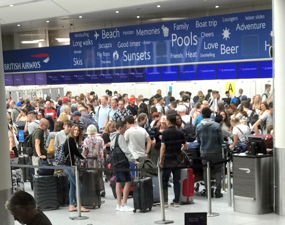  Queue barriers were used to help organise holidaymakers today