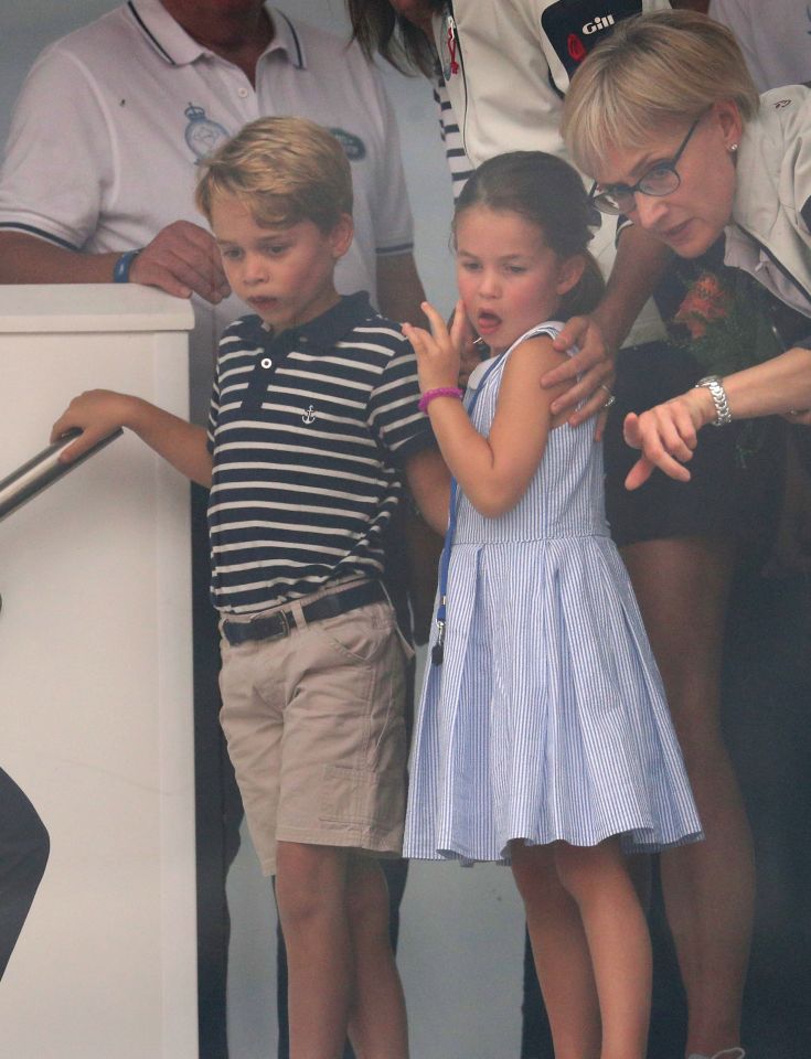  The royal kids looked right at home on the yachts yesterday, accompanied by grandparents Michael and Carole Middleton