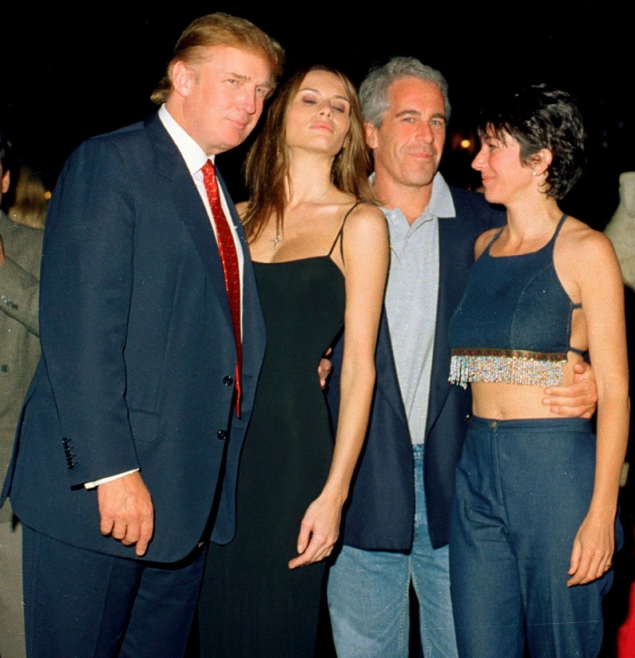 Epstein and Maxwell pictured with then-property developer Donald Trump and his model girlfriend Melania Knauss in early 2000