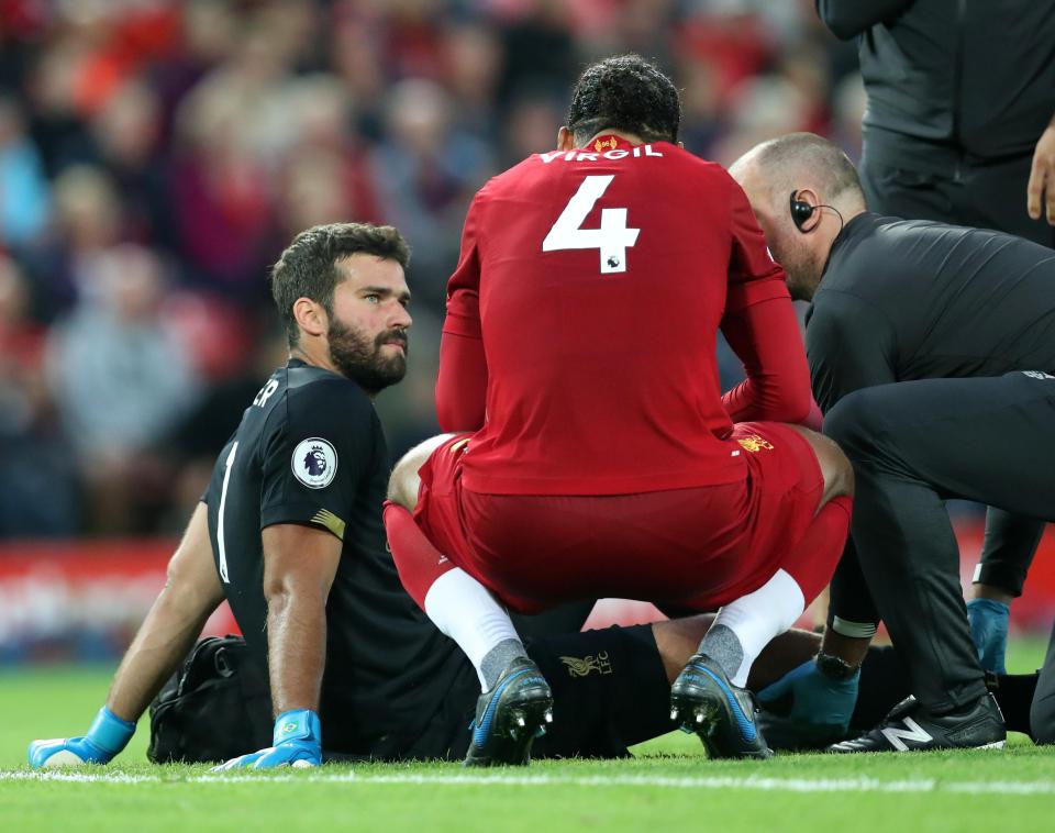  Goalkeeper Alisson could be out for up to eight weeks