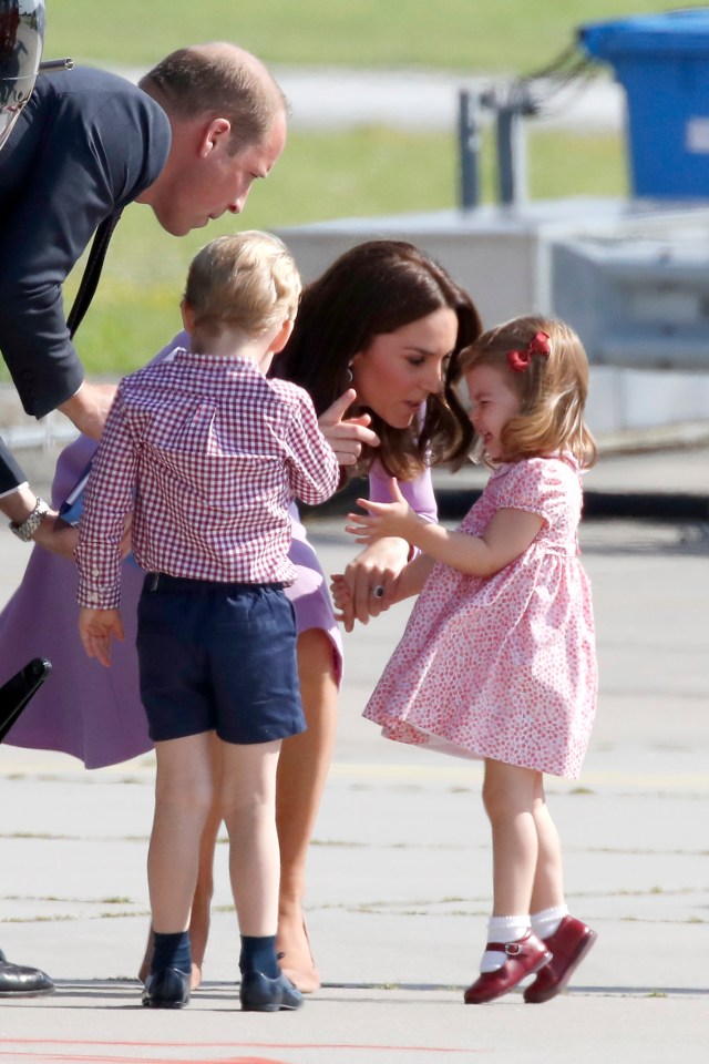  In July 2017 Kate was pictured scolding Charlotte after she had a fit and threw herself to the ground as the family were preparing to leave Germany