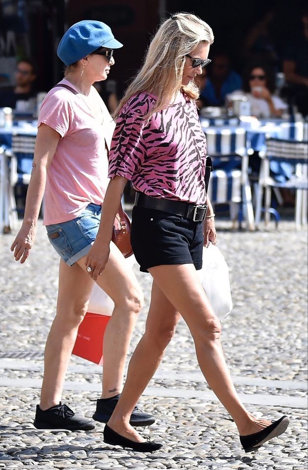  The supermodel was colour-coordinated with friend Sadie who also wore a pink top