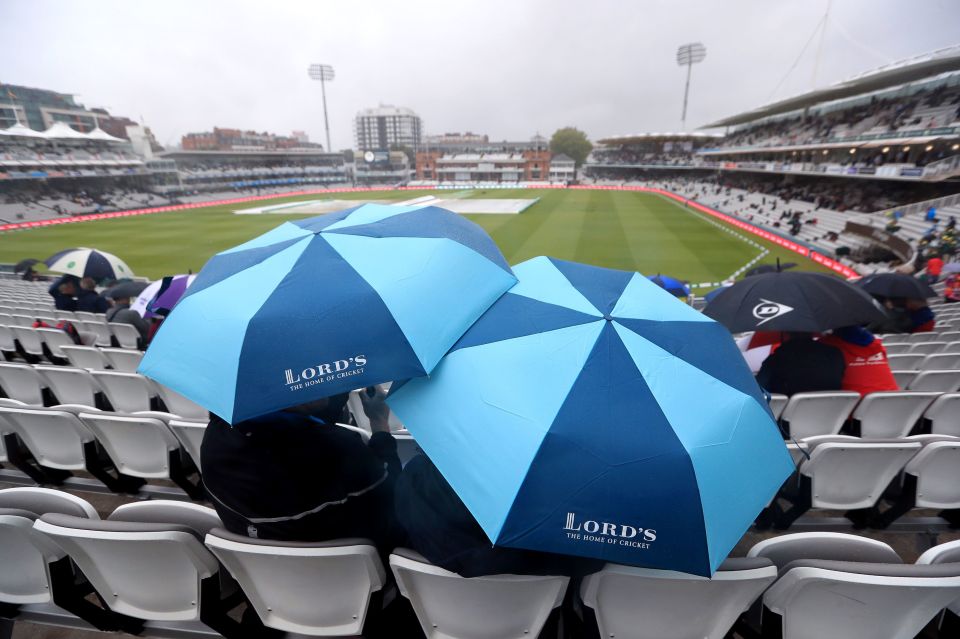  Those at Lord's in London have yet to watch a ball with rain stopping play on the first day of the second Ashes test