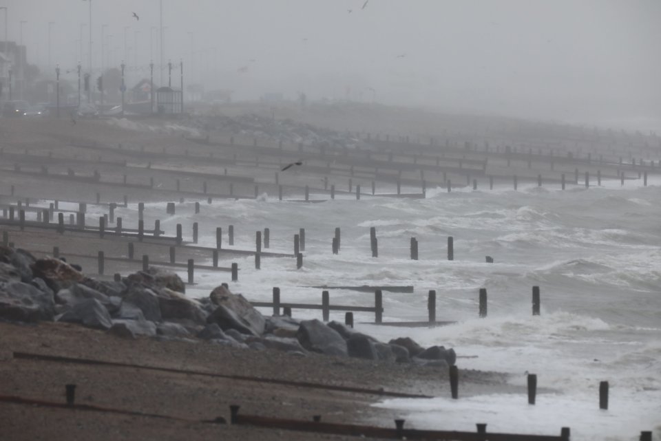  Worthing beach in West Sussex was completely empty today