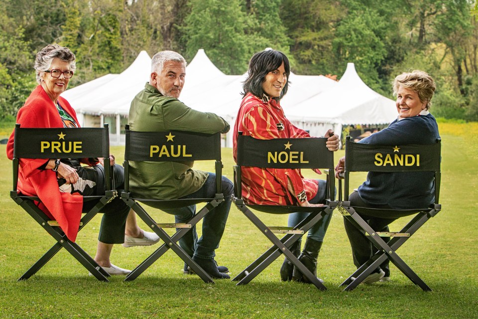  The Great British Bake Off judges Prue Leith and Paul Hollywood have returned with hosts Noel Fielding and Sandi Toksvig