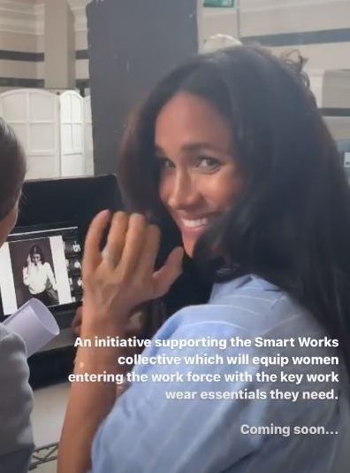  Meghan Markle wore a shirt from sustainable UK fashion brand With Nothing Underneath in her Smart Works behind the scenes video