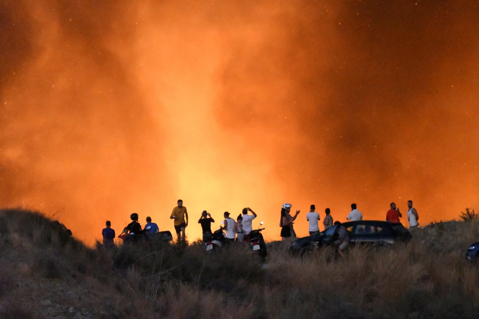  Crowds of people looked on as the fire lit up the sky in Altos de Marbella