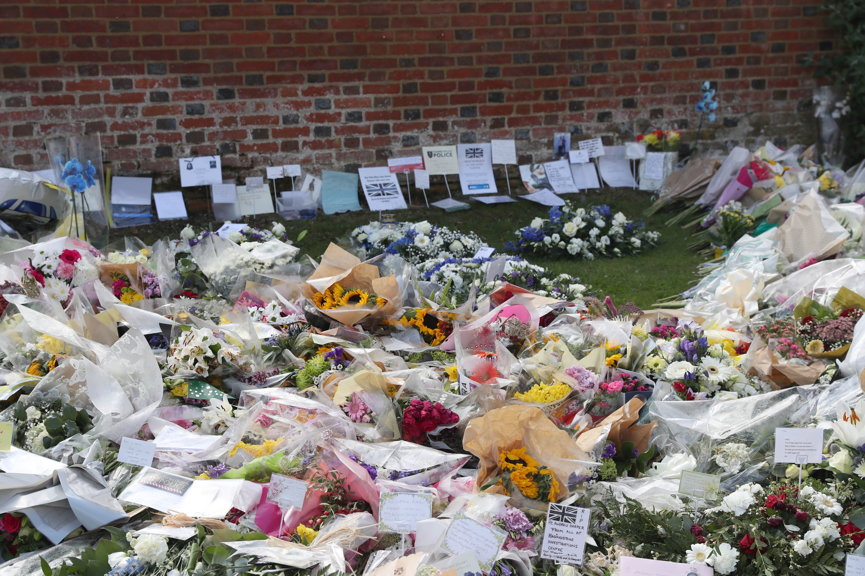 A sea of tributes left for PC Harper at his force's training centre