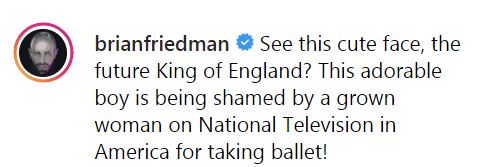  Choreographer Brian Friedman slammed the US host for her comments