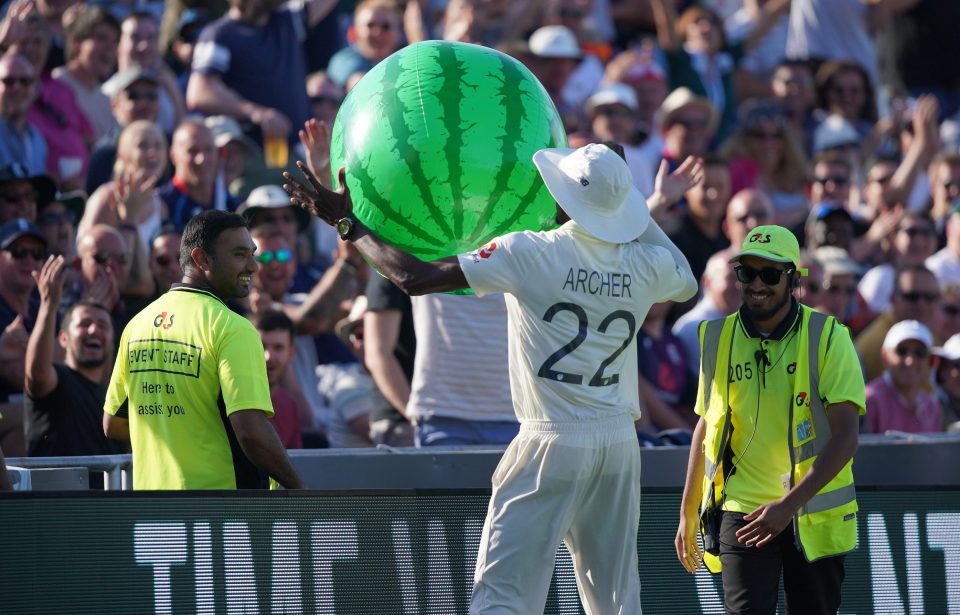  Bowling maestro Jofra Archer was dealt with getting rid of an inflatable watermelon in Leeds