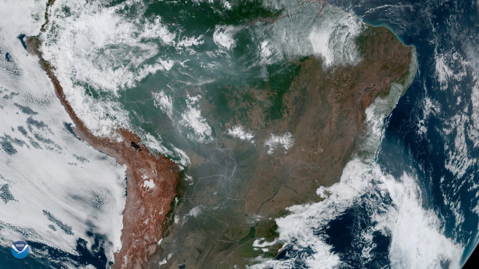  A satellite image captures the extent of the fires currently burning across Brazil