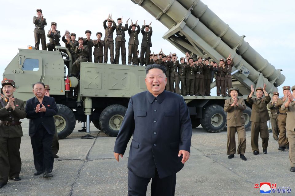  North Korea's dictator Kim Jong-un before launching a 'super-large rocket' in August 2019