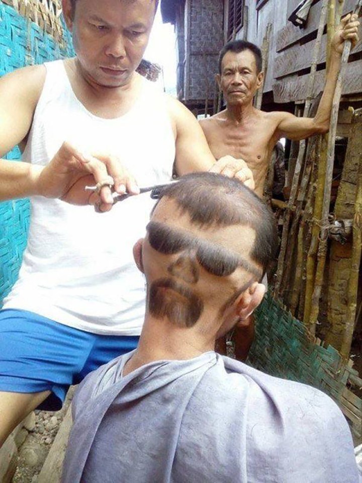  The amateur barbers are giving their client a special deal