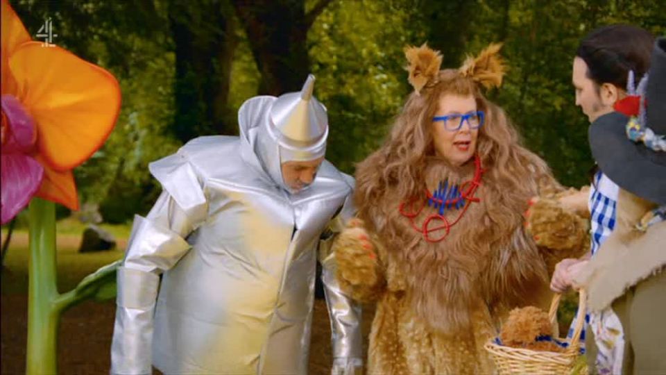  Prue was dressed as the Cowardly Lion for the opening skit but felt her ankle pop as she jumped out onto the yellow brick road